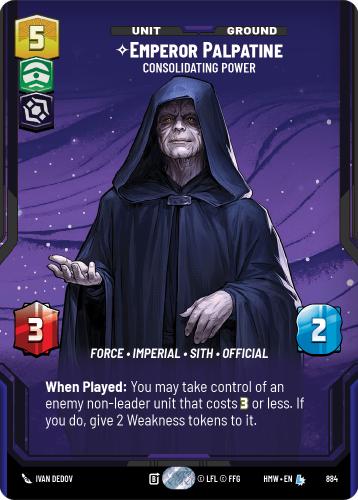 Przejdź do produktu HMW 884 | Emperor Palpatine, Consolidating Power | Prestige Foil | Homeworlds