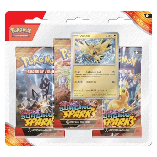 Przejdź do produktu Pokemon TCG: Surging Sparks - 3-Pack Blister - Zapdos