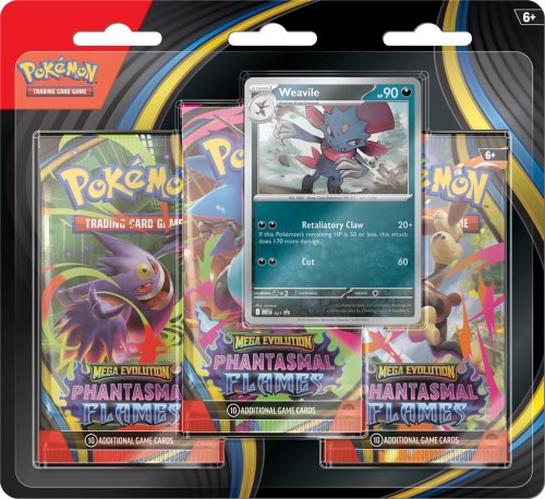 Przejdź do produktu Pokemon TCG: Mega Evolution - Phantasmal Flames - 3-Pack Blister - Weavile
